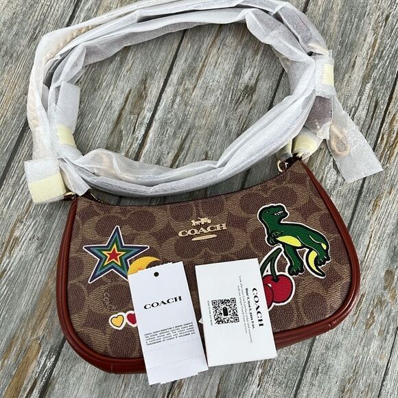 Coach Teri Mini Crossbody Bag In Signature Canvas With Sticker Print Rexy Purse - Picture 7 of 7